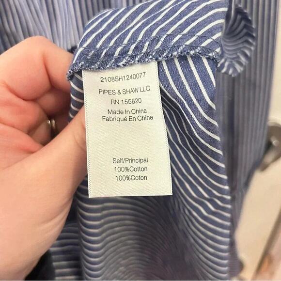 Veronica Beard Blue Striped Blouse - Picture 10 of 11